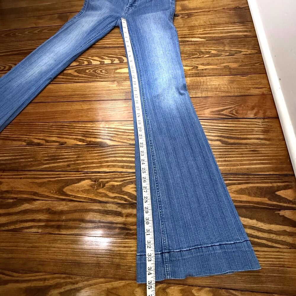 Rock & Roll Cowgirl Flare Jeans Low Mid 8" Rise | Textured Striped Y2K Style, 24 - Picture 12 of 12